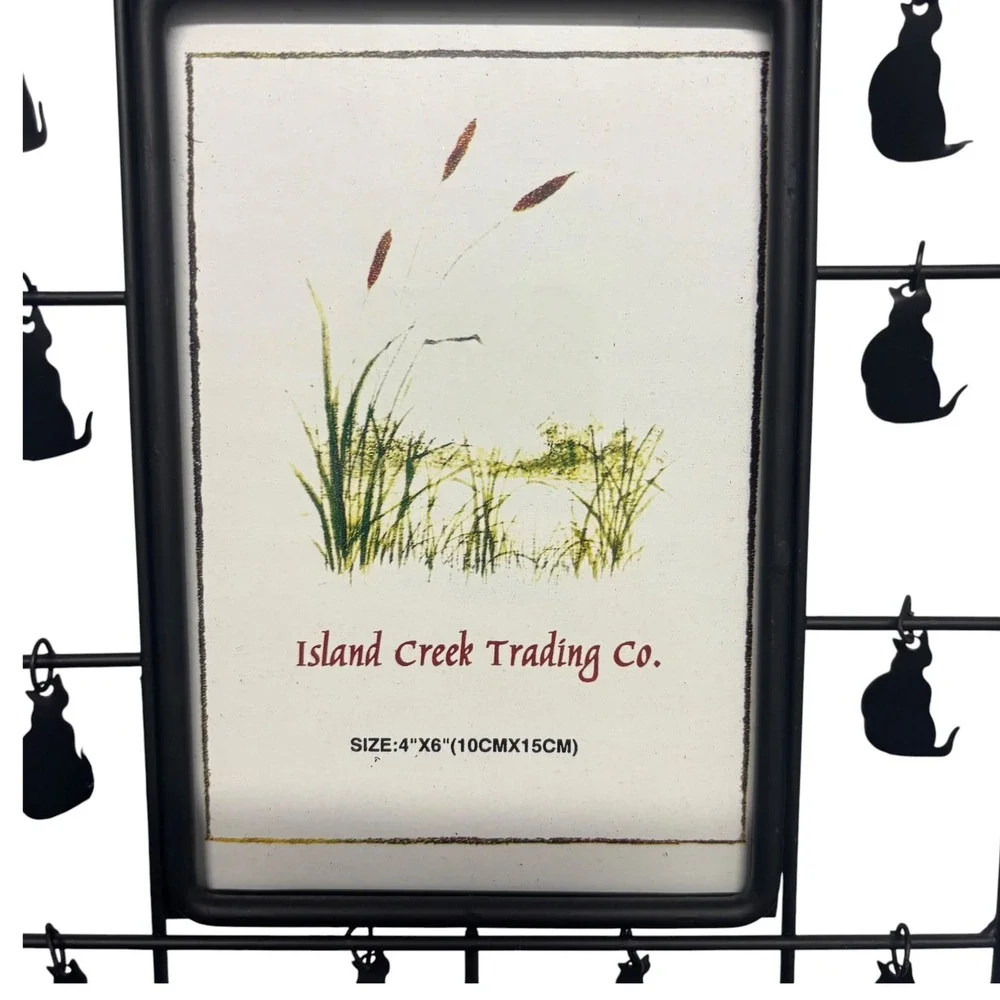 Island Trading Dennis East Intl Black Metal Wire Cat Silhouette 4x6 Pic Frame